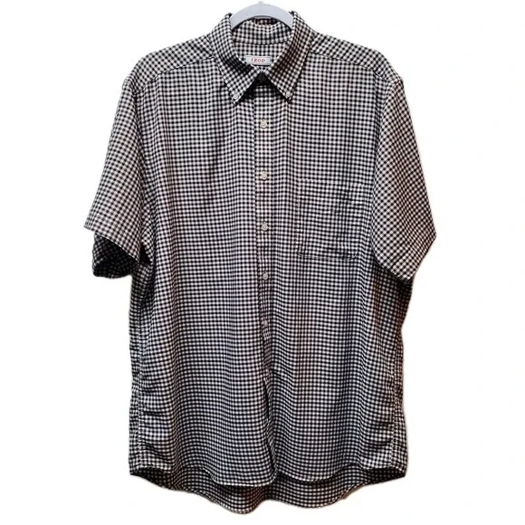 IZOD Short Sleeve Button Down Shirt L Club Check Design Coastal Classic w/Pocket - Picture 2 of 13